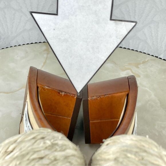 Jimmy Choo Granger Raffia-Wicker Heels Sandals Ivory Crystal Embellished Slides - Picture 12 of 13